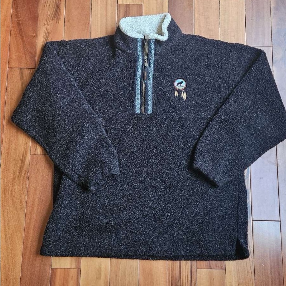 Habitat Black Quarter Zip Sherpa Sweater